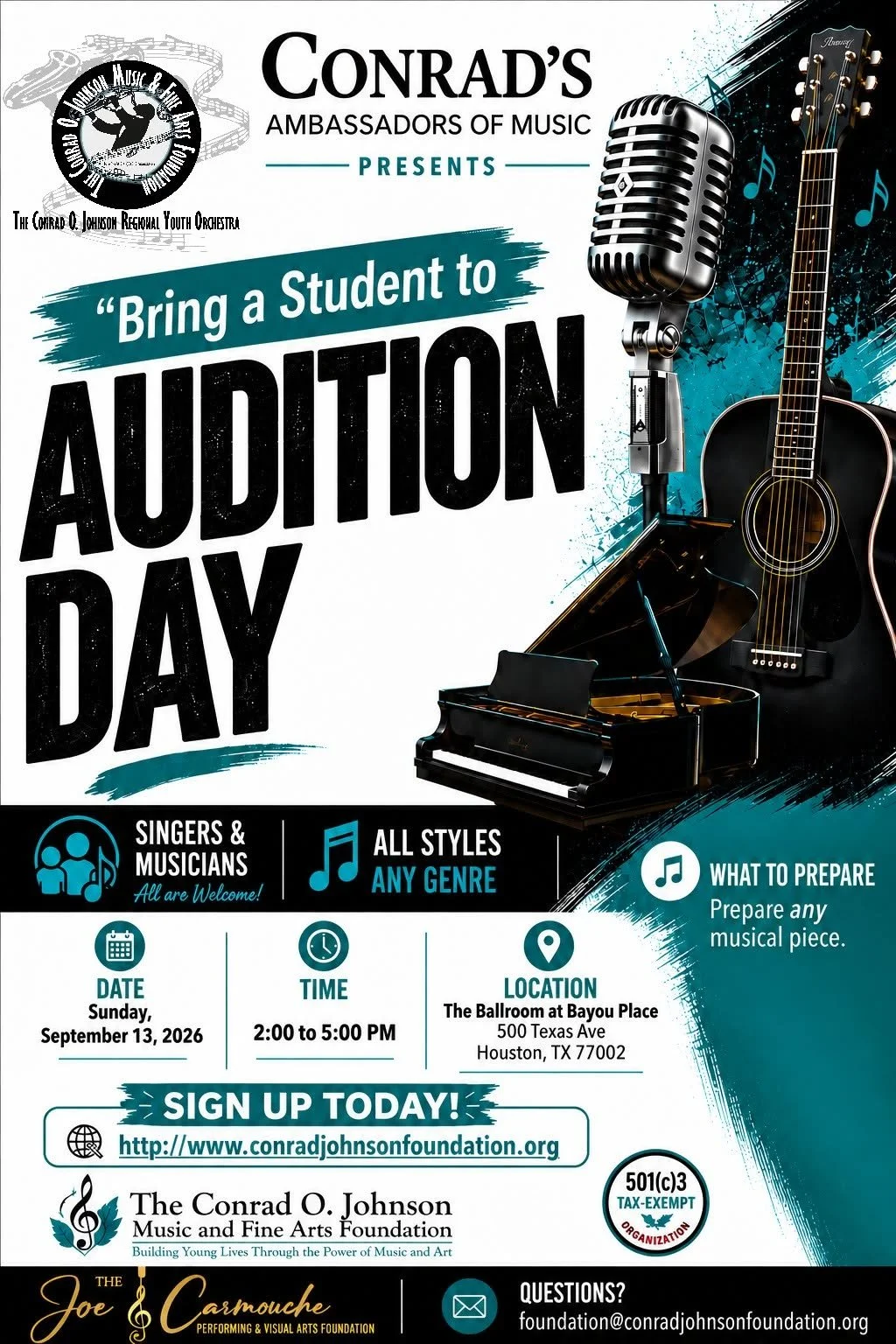 Conrad O. Johnson Regional Youth Orchestra Rehearsals and Auditions