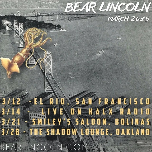 A monstrous amount of live show announcements coming your way friends!
Thursday March 12th we’ll be playing @elriosf, presented by @passgomgmt and @counterculturemgmt.
Then we play live on UC Berkeley’s @kalxradio from 9 to midnight on Saturday, March 14th.
The following week we go to beautiful Bolinas, California in Marin County to play #SmileysSaloon: ‘The Oldest Saloon West of The Mississippi.’
And finally we’ll be at the @shadowultralounge for a local show with #TheGetawayDogs and @19diamondsmusic on March 28th, presented by @justaintheardofmeyet. Excited for a busy March!