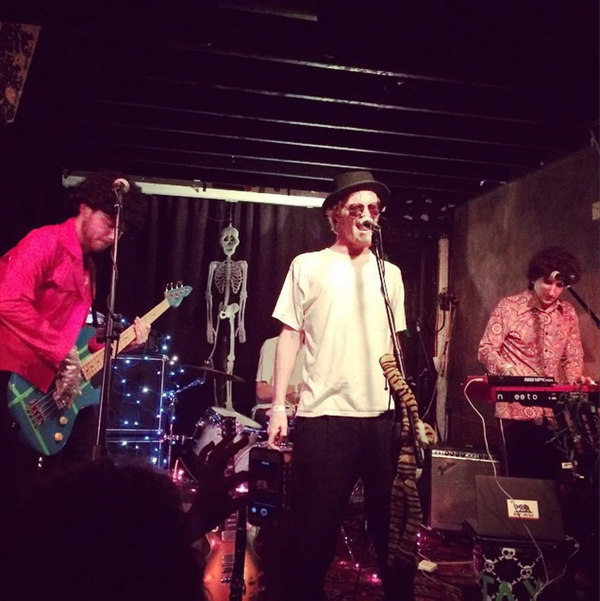 Seriously last night was SO much fun.
Thank you to everyone for coming out, thanks for dancing for singing and Hee-Heeing along with us. It wouldn’t have been nearly as spook-tacular without you.
Thank you to El Rio for hosting the show, to Candice for running sound, to Friends W/O Benefits, Babewatch, Turtle Rising for your killer sets and often revealing costumes. This photo taken by Martin from Pass Go MGMT sums up our experience nicely.
Dang! we can’t wait for Saturday at The Crepe Place.