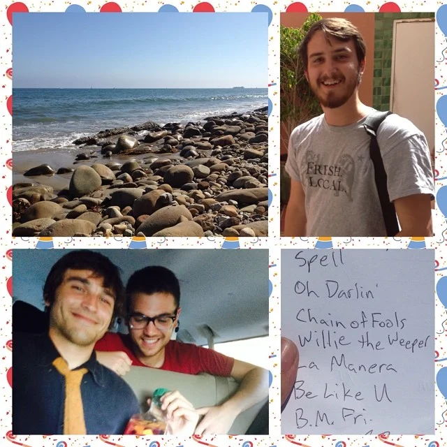 Greetings from #SantaBarbeara! Clockwise from top left: the beach naturally, Ari “The Man” Cohen ready to record Mr. Trumpet at Einar’s house, Derek and Taylor sharing a laugh over simply something, and a piece of a part of the wedding party set list.
Congratulations Zach and Rachel - and thank you to everyone who made this weekend so mistah fab!! We’ll be back very soon.