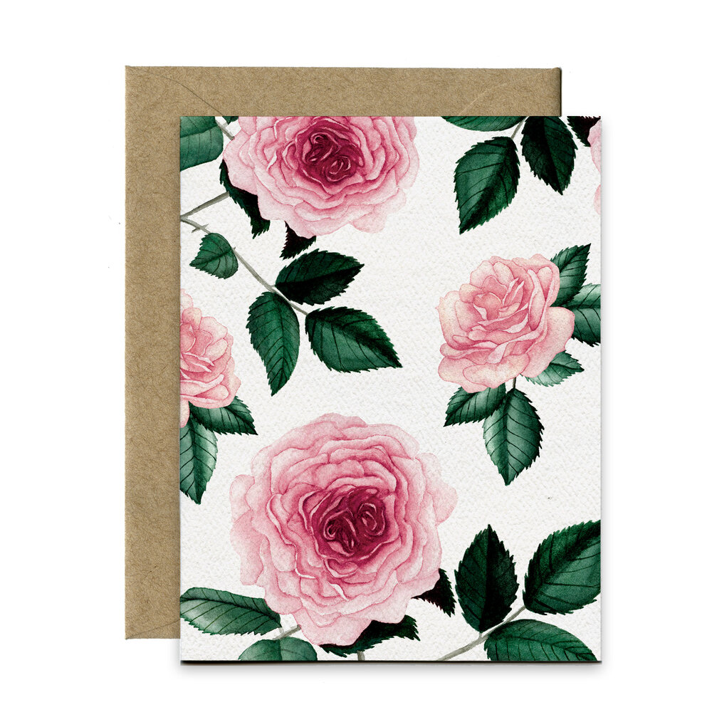 pink roses greeting card by paste
