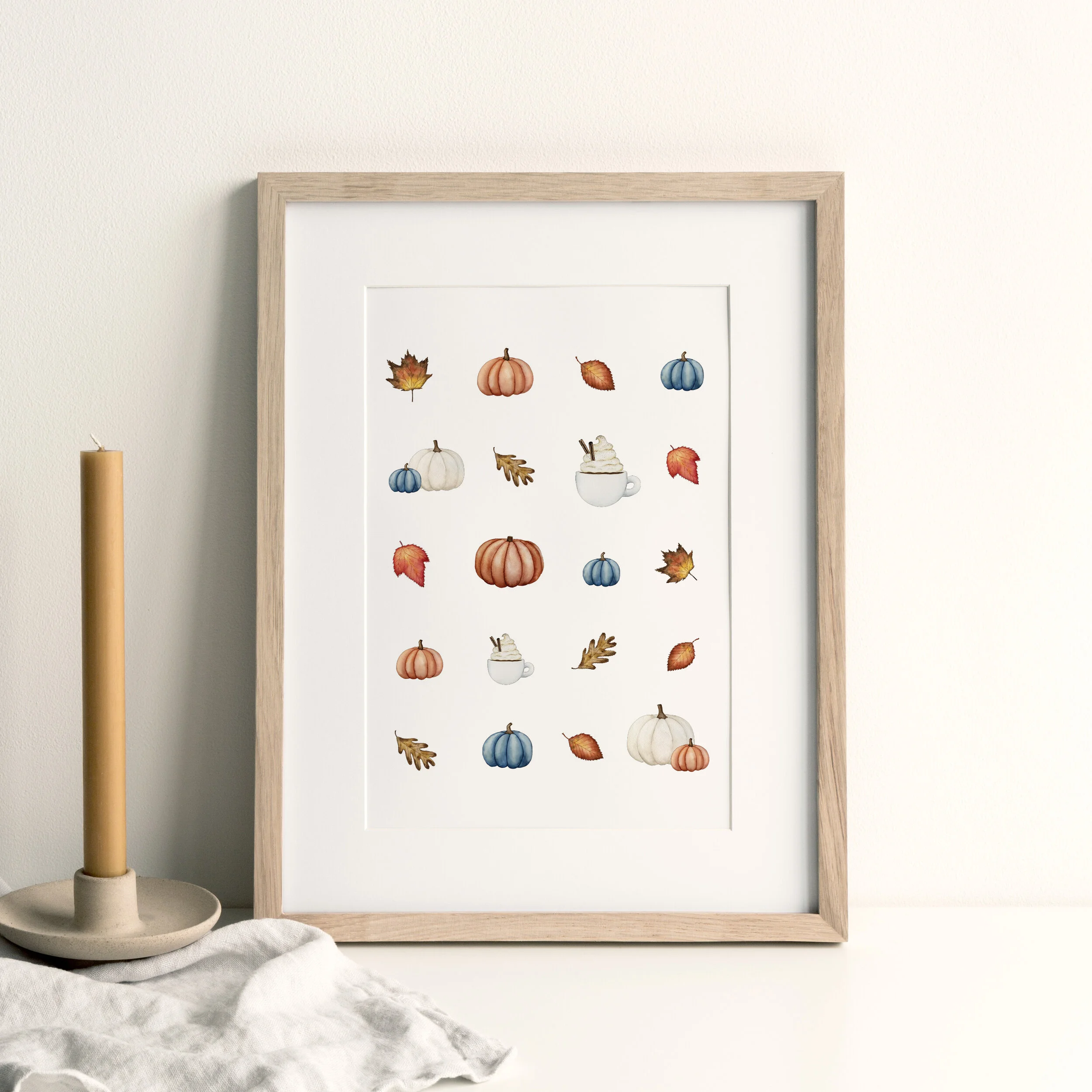 Cozy Fall Pumpkin Watercolor Print