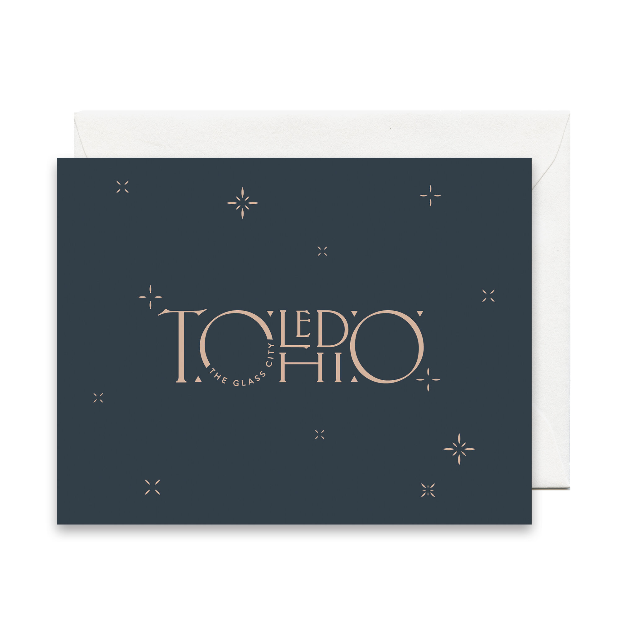 Toledo Ohio Blue Experimental Wordmark Greeting Card