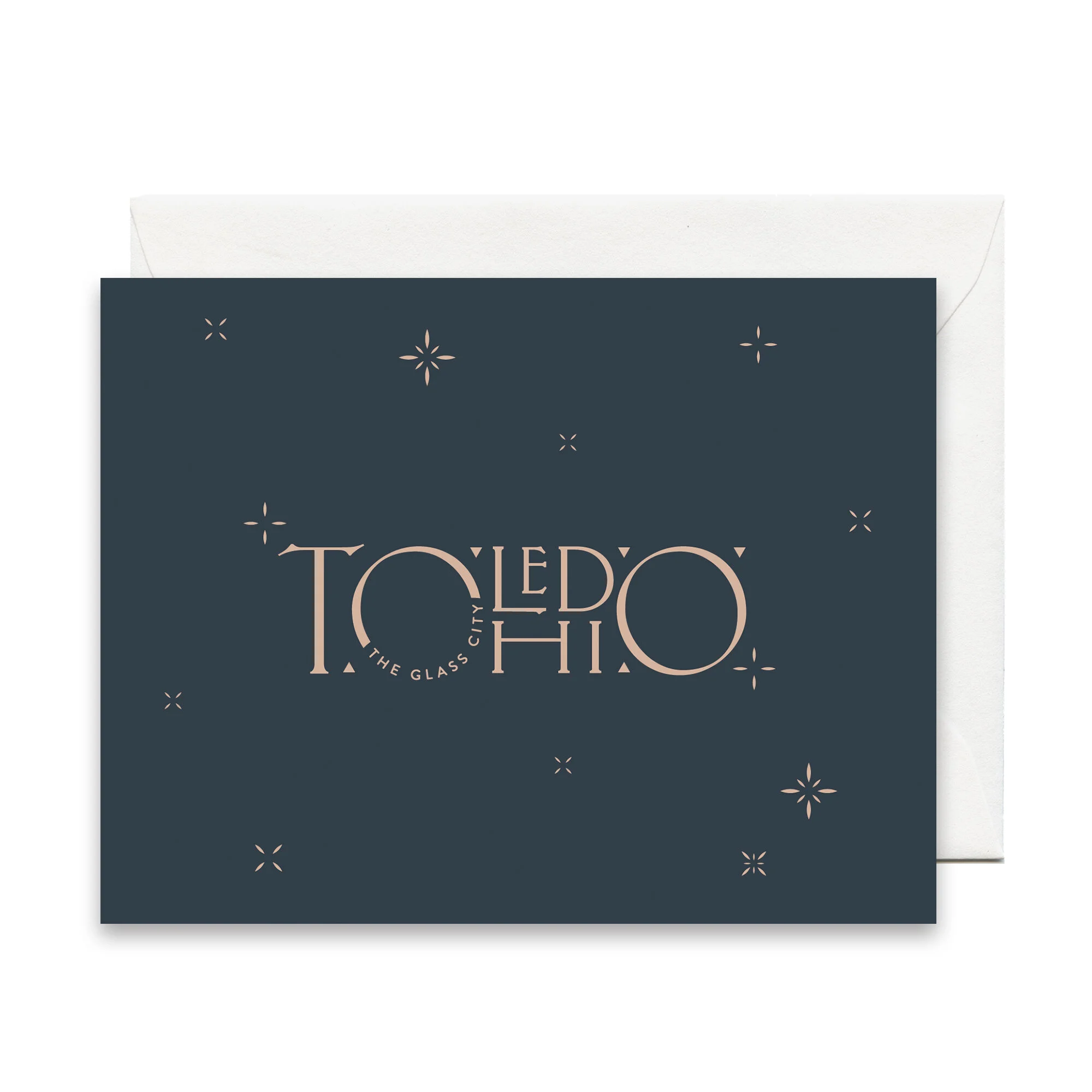 Toledo Ohio Blue Experimental Wordmark Greeting Card