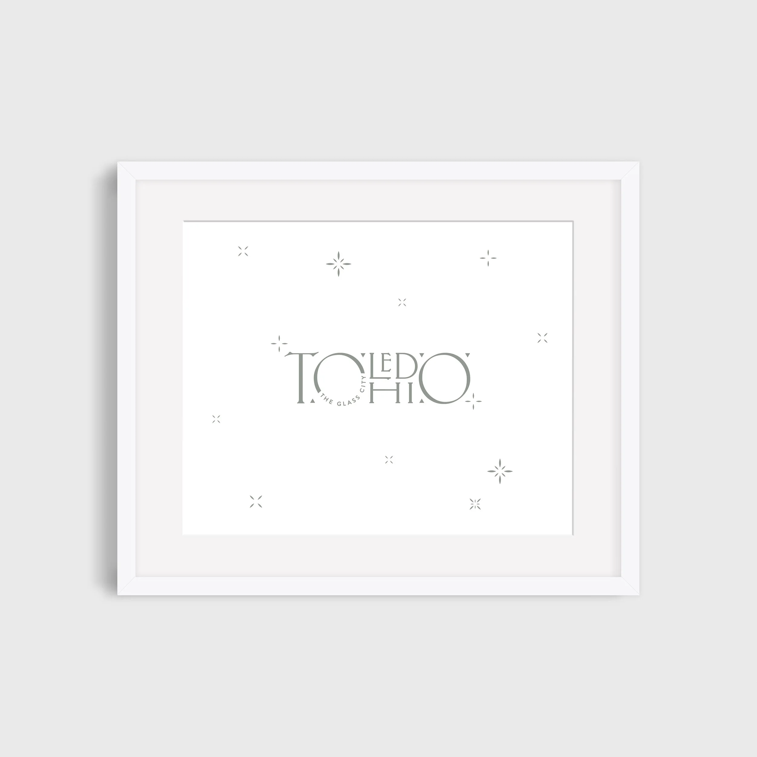 Toledo Ohio White Experimental Wordmark Print