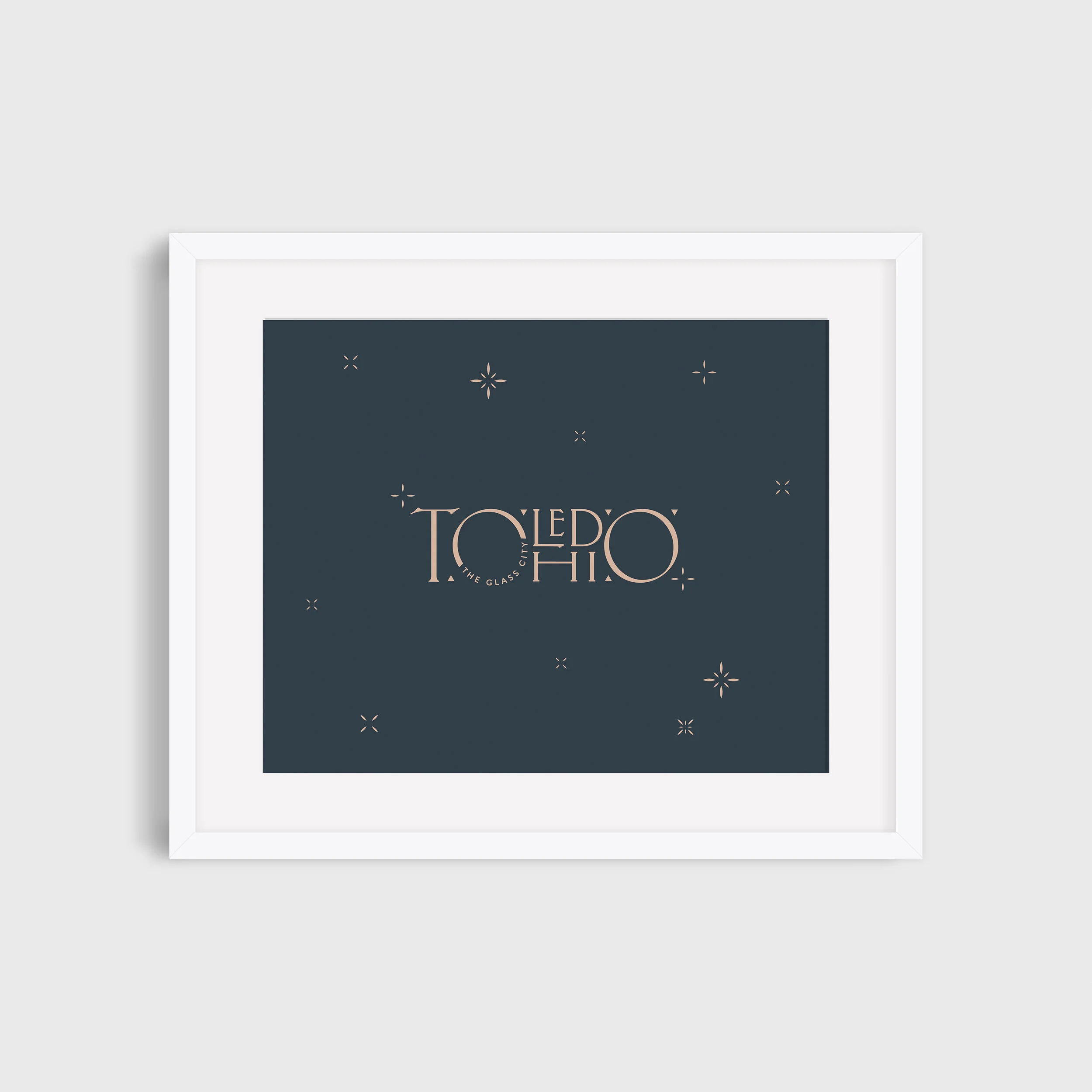 Toledo Ohio Blue Experimental Wordmark Print
