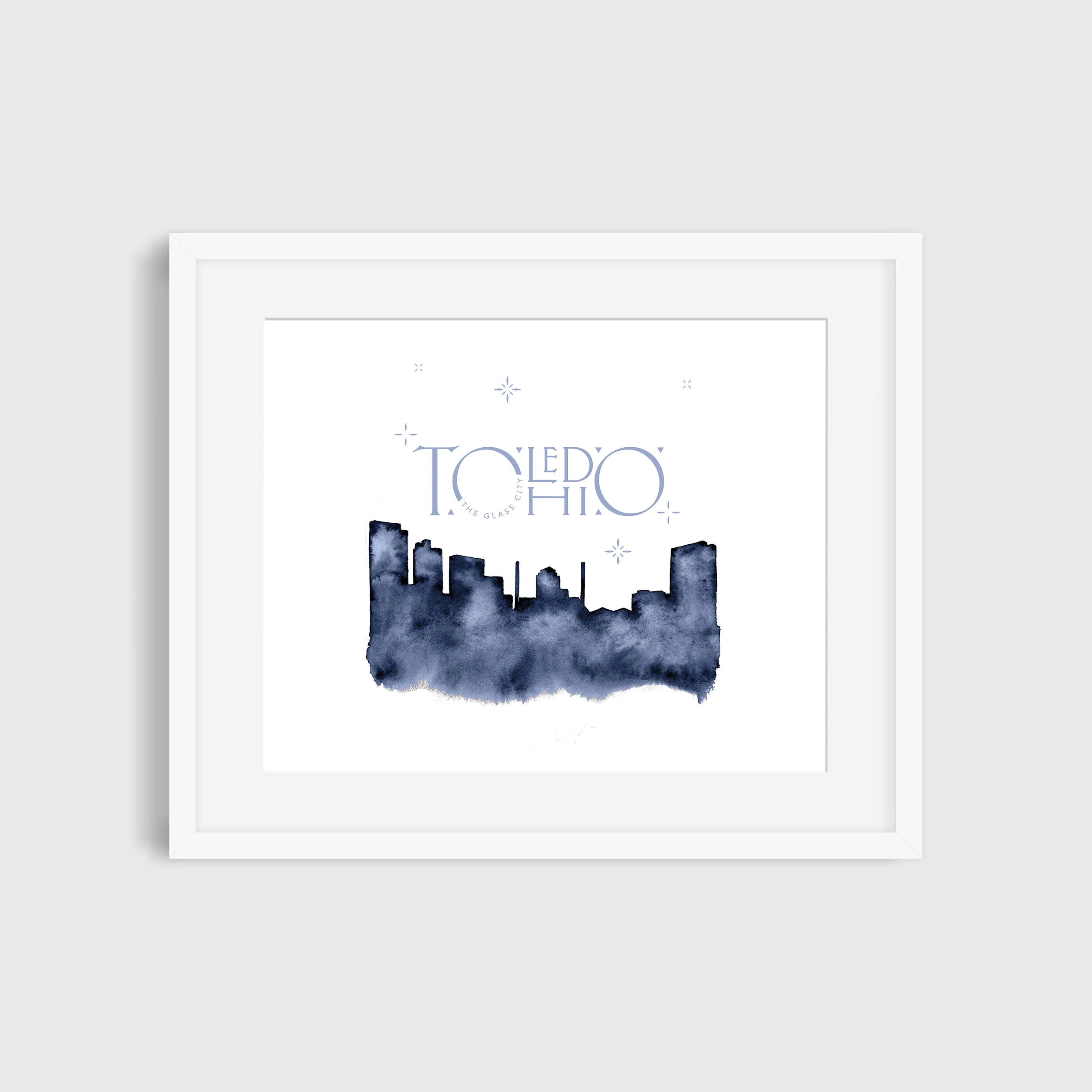Toledo Ohio Watercolor Skyline Print