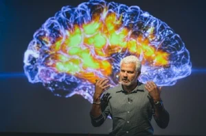 UCSF's Adam Gazzaley speaking at the Rosenman Symposium in 2016
