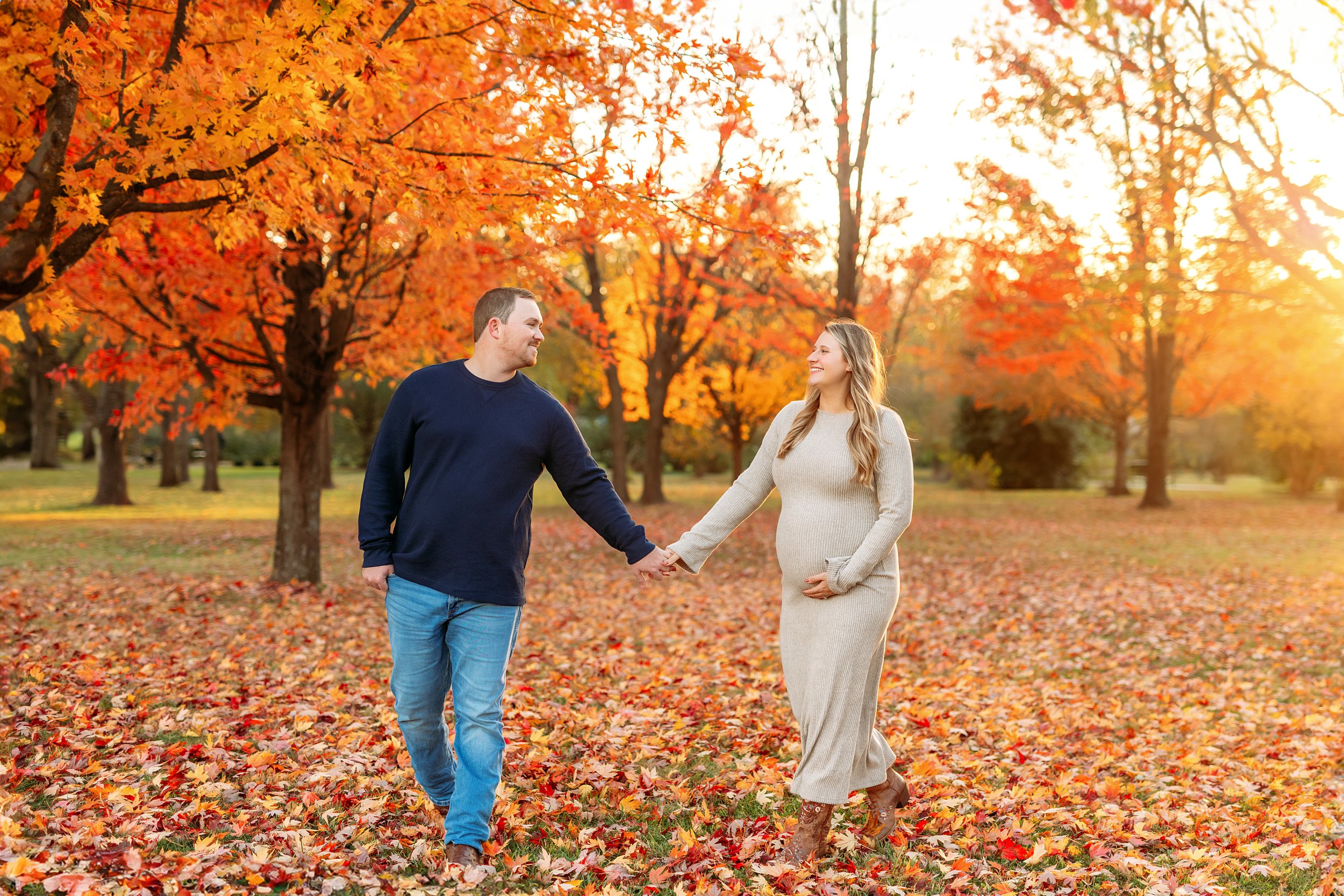 Falling leaves maternity session