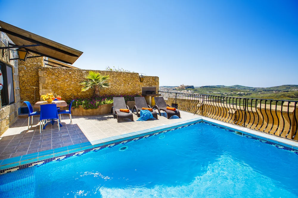 The private pool terrace facing spectacular views