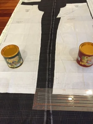 Plaid Camber dress on the cutting room floor - aka the hallway. Plaid, and virtually sheer. How did I miss that?!