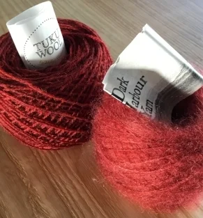 Fun with fluff: Tukuwool and Hesperus (silk / mohair) combine into a fabric that’s like knitting a puffy cloud.