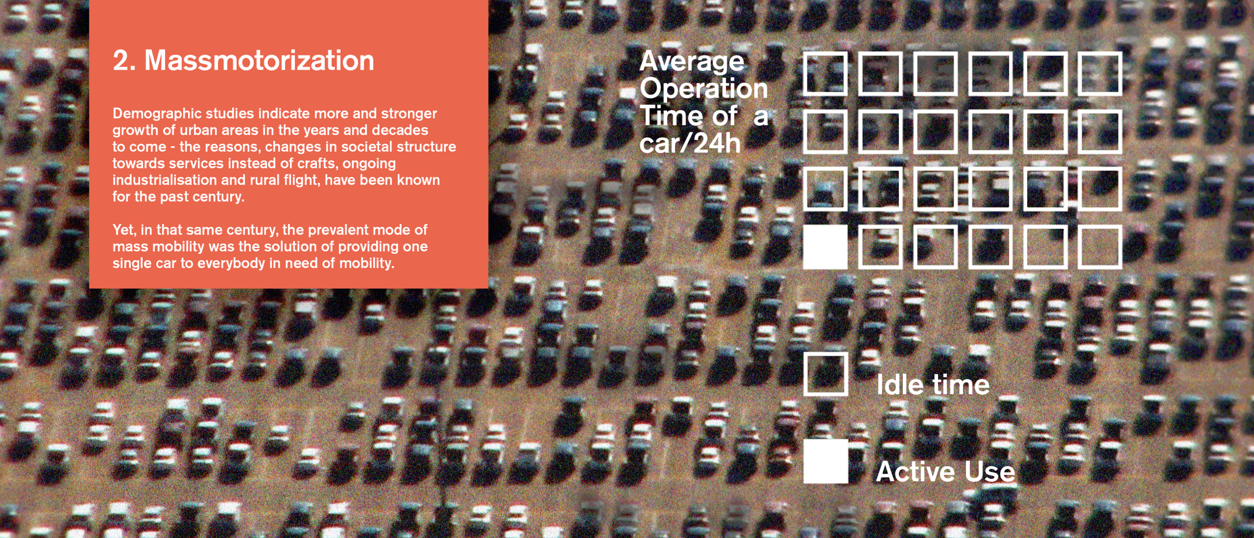 Supplying every individual with an individual product for - in this case - mobility, is not a responsible decision, considering the discrepance between available resources like space or manufacturing effort and the resulting, vastly inefficient