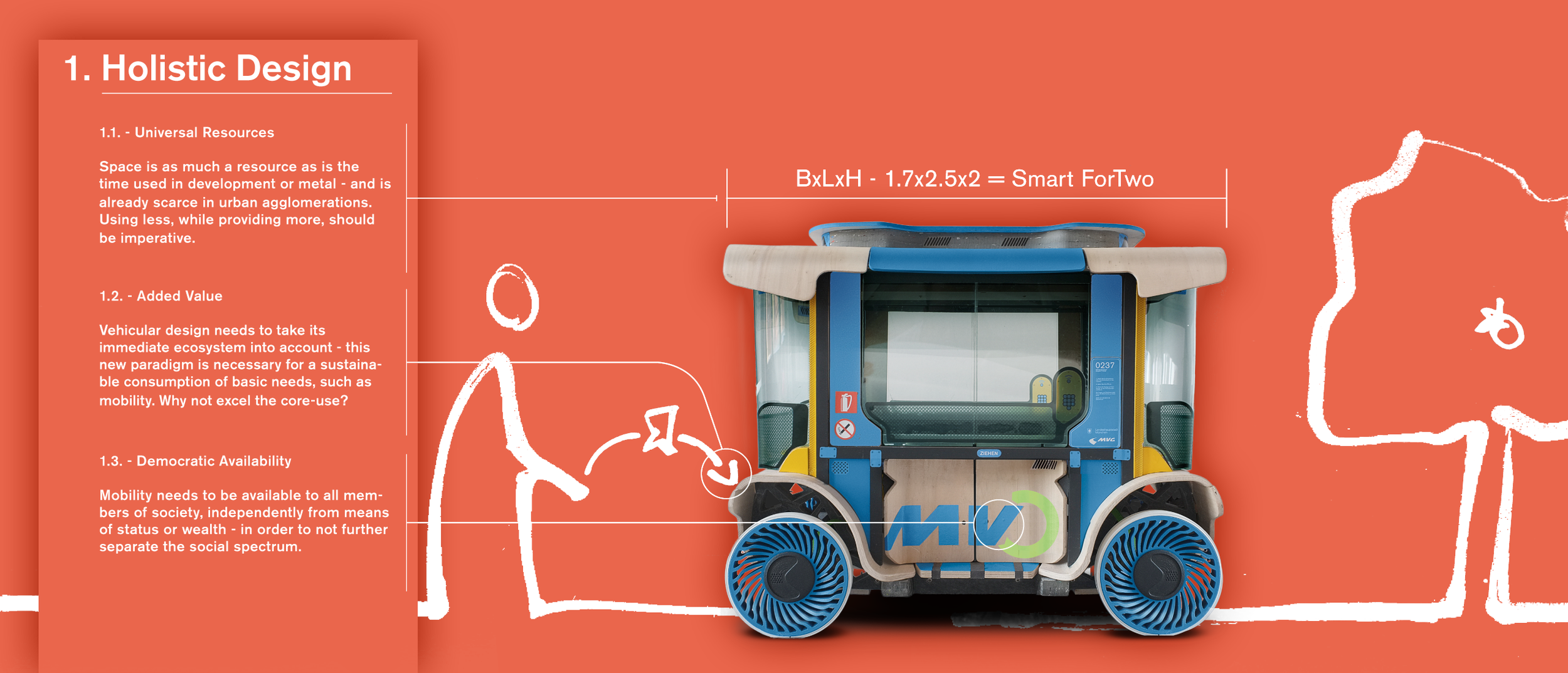 This project aims to design a speculative means of individual transportation with autonomous electric drive in shared, public use for the city of Munich. Special attention is paid to regional production, lifecycles of wearing parts and the interdep