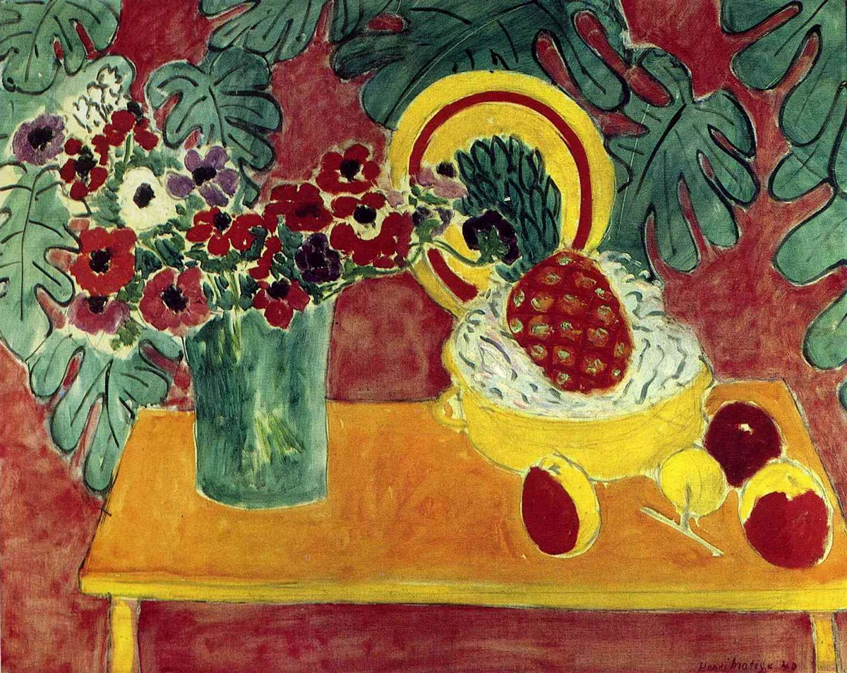 Pineapple and anemones, 1940
