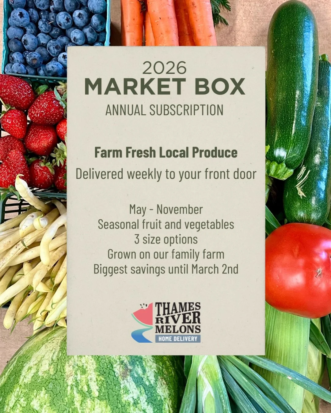 Annual Home Delivery Subscriptions are officially open!!

🍉 From our Farm to your Front Door🚪

Our home delivery and subscription options make it easy to enjoy local food week after week, straight from the farm. You can choose from fruit &amp; vege