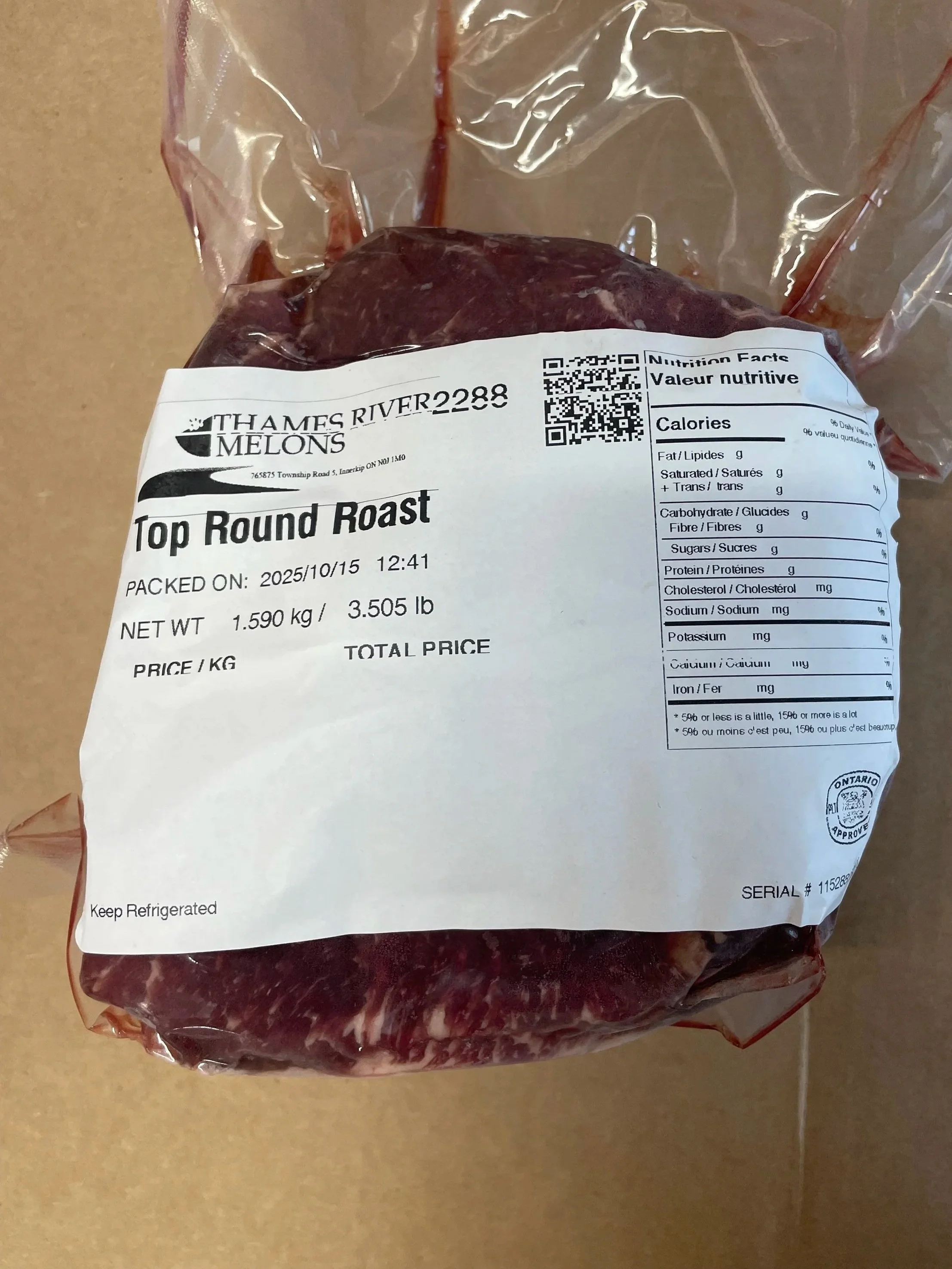 Black Angus frozen round roast