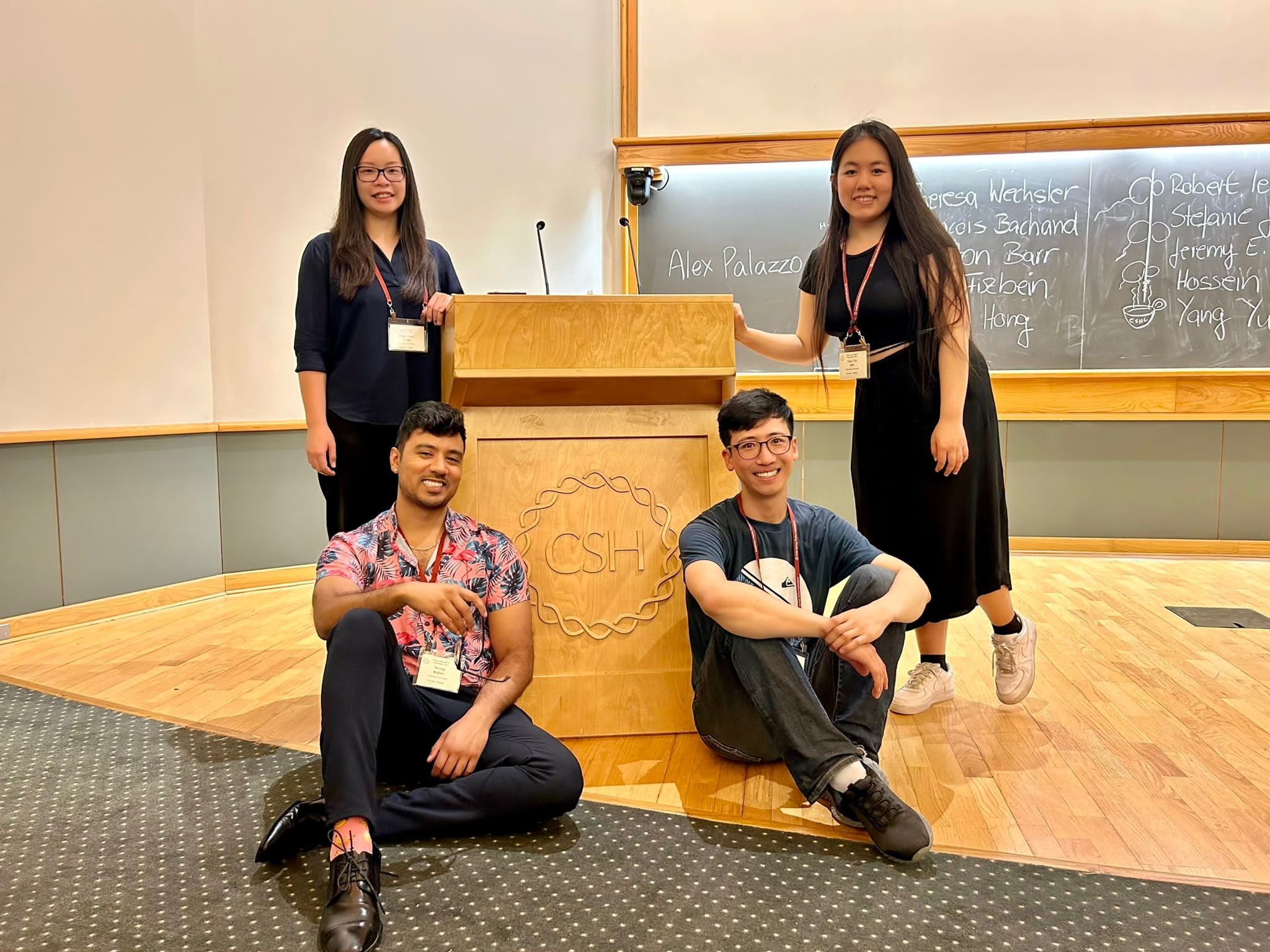 Eva, Nev, Tina and Sean at the 2023 CSHL RNA Processing Meeting.