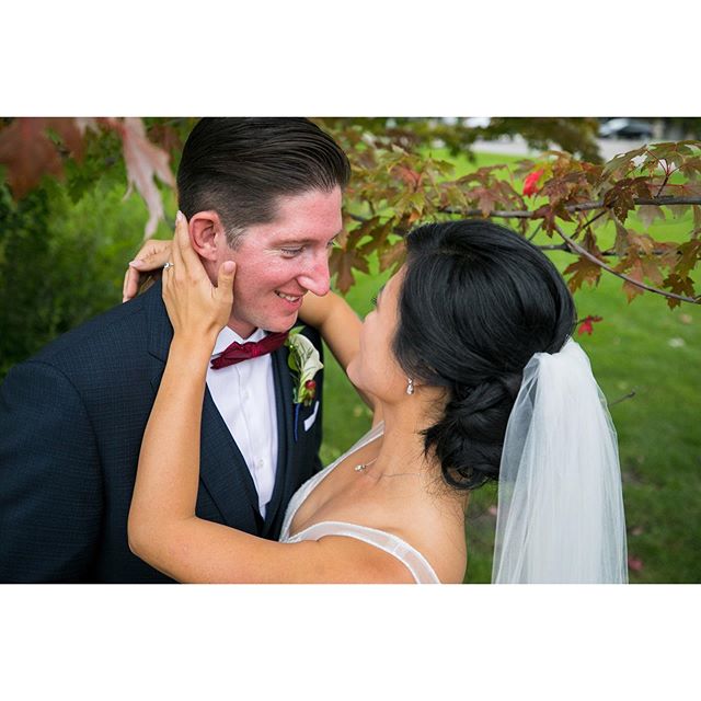 Happy Fall!  Props to @jeanninemphoto for finding the one fall tree on our wedding day!