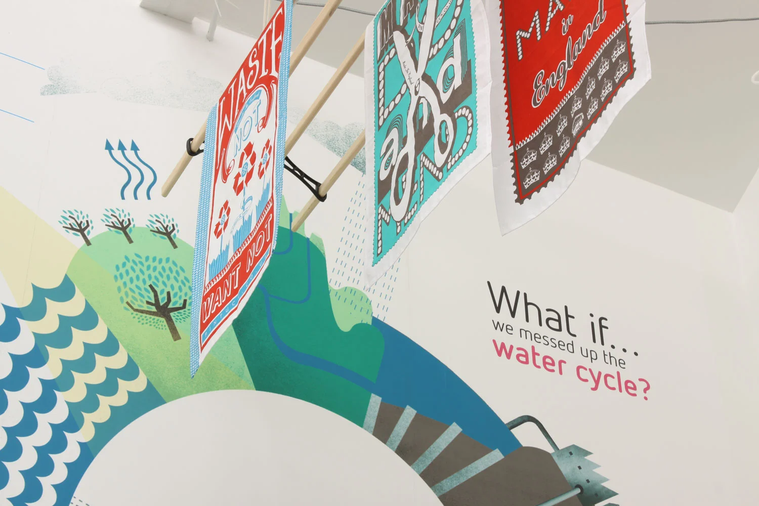 Tea towels carry simple sustainability messages encouraging everybody to take responsibility ad do their bit