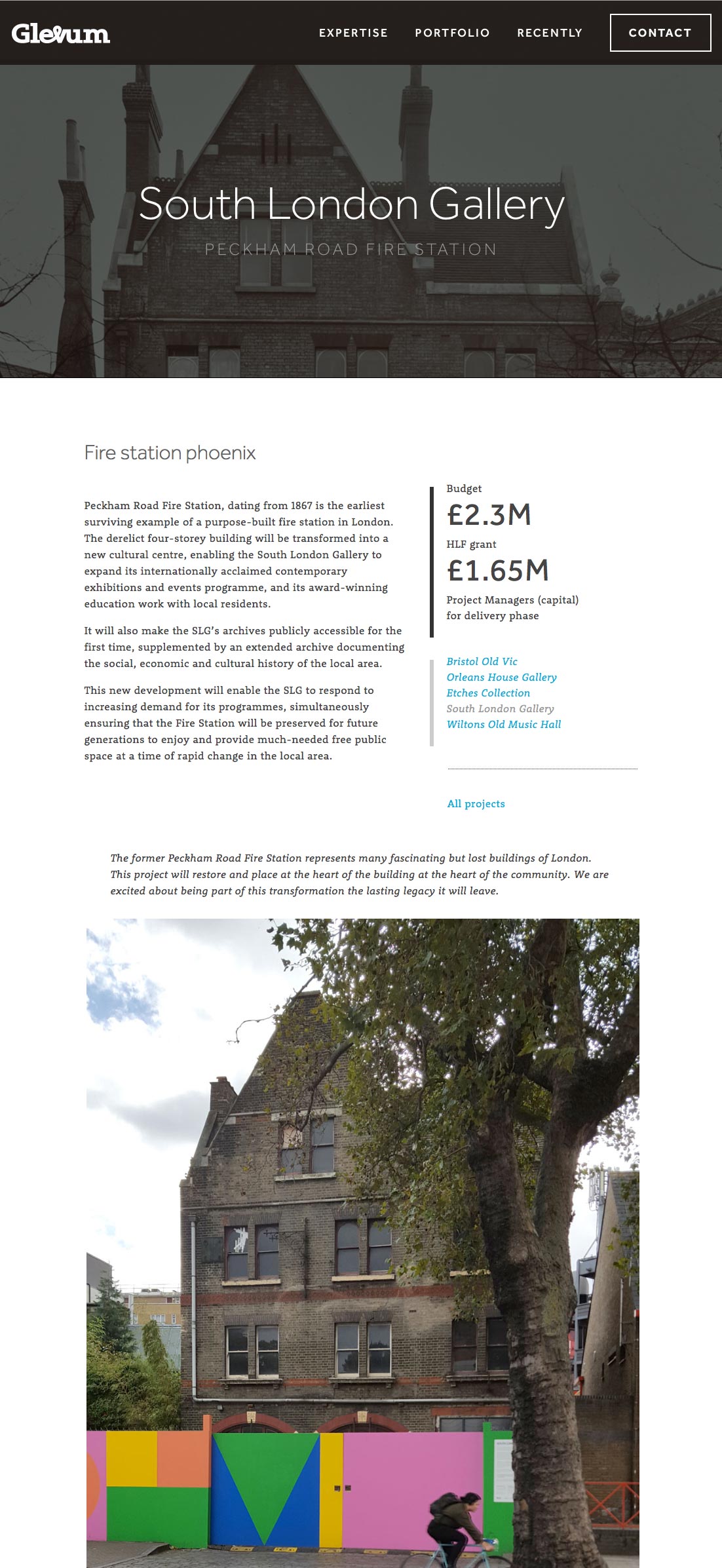 South London Gallery was one of many new HLF projects for Glevum in 2016.