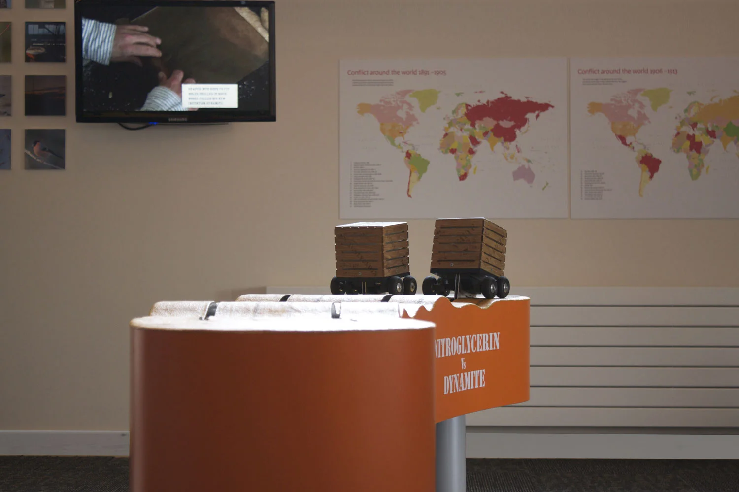 Interactives included a demonstration to show how dynamite was much safer to use than the nitroglycerine it replaced in mining and construction