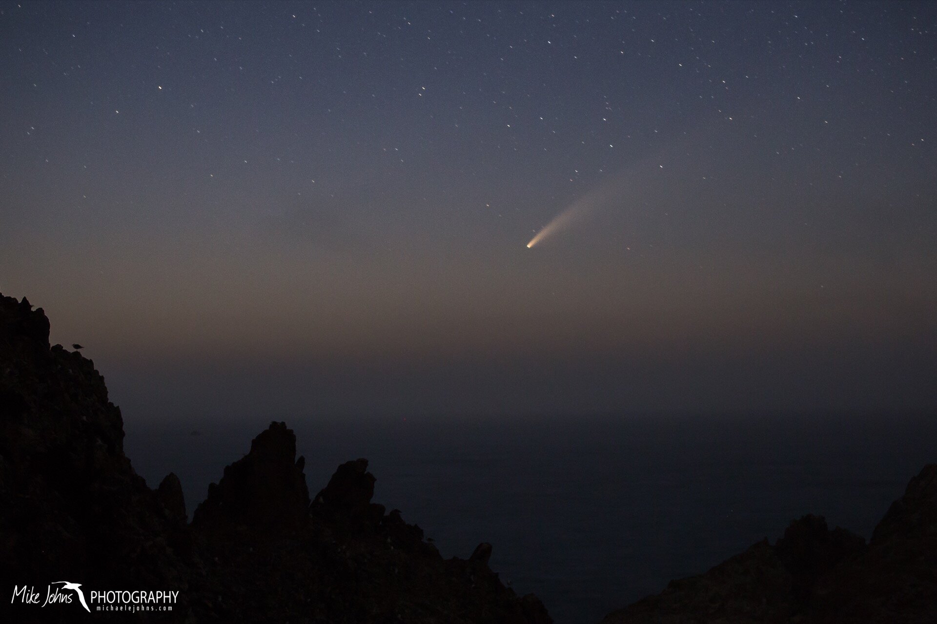  Evening look at the comet NEOWISE setting to the north.  