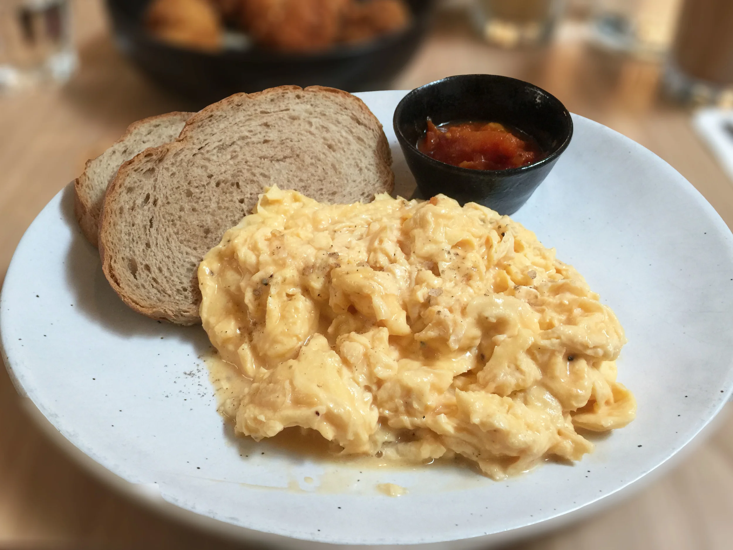 Scrambled Egg on Sourdough with Tomato Relish