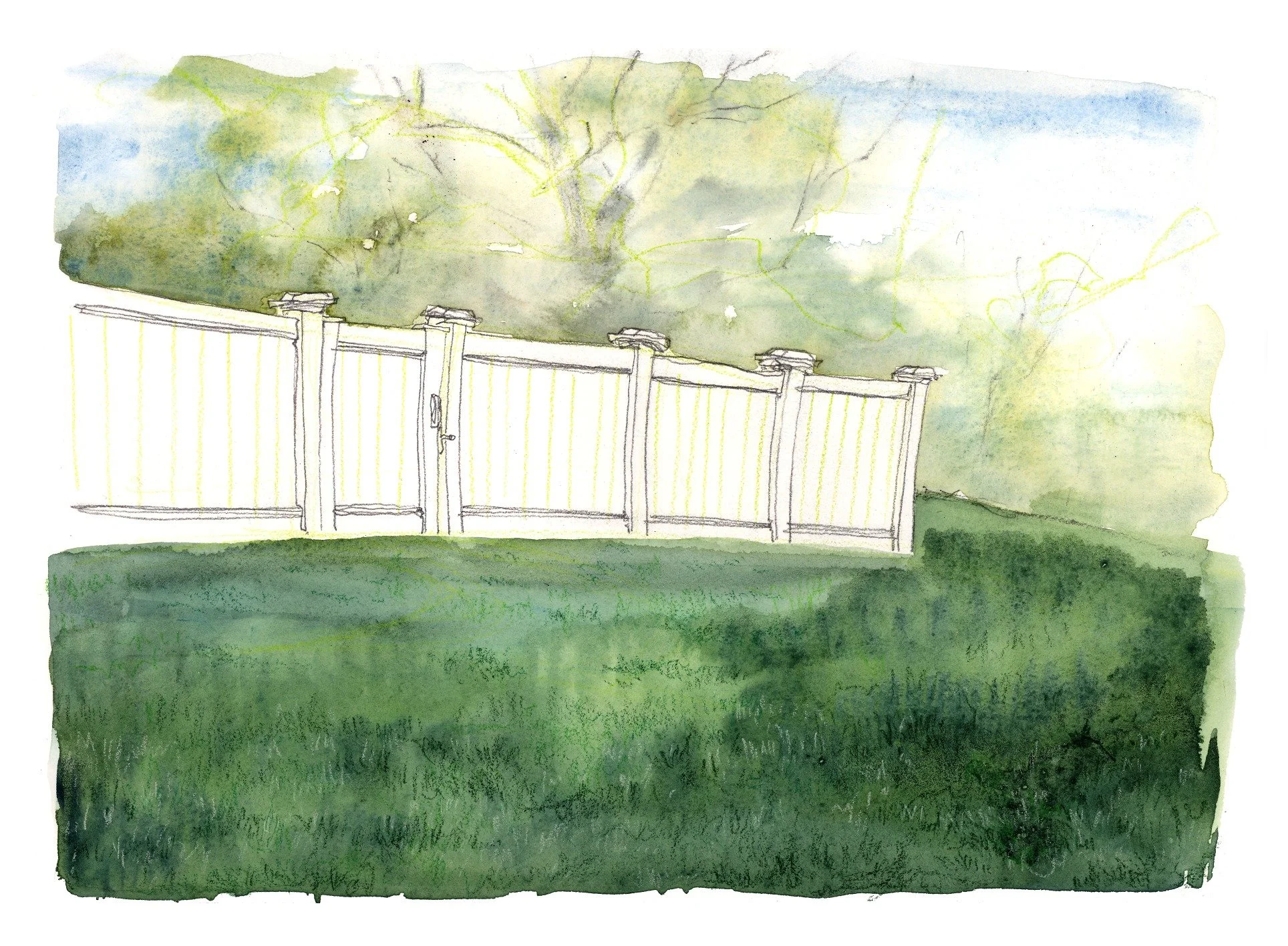 I've decided to release my next illustration episodically. This feels appropriate as it documents how my wife and I built our flower garden. Lots of surprises lay ahead with this one. Here's part one of seven, which was painted plein air on location.