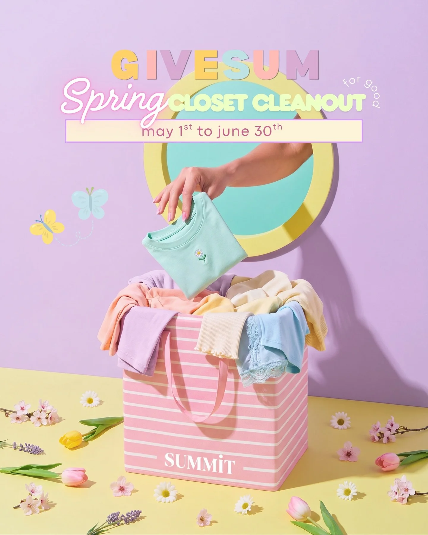 spring closet clean-out but make it ✨impact✨ from may&ndash;june, every summit boutique = your new drop-off spot for gently used women&rsquo;s clothing (yes, all of them 👚👗👖). 

just look for the pink + white bins by the till and consider it your 