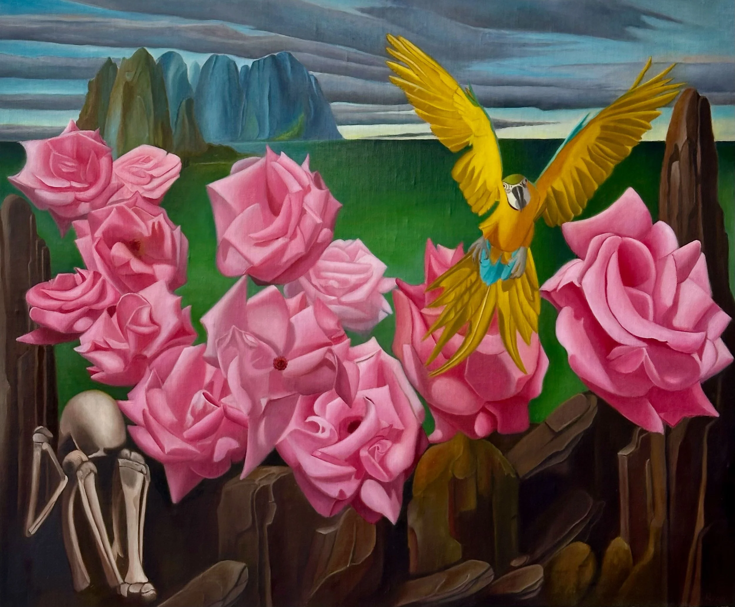 Roses with Parrot