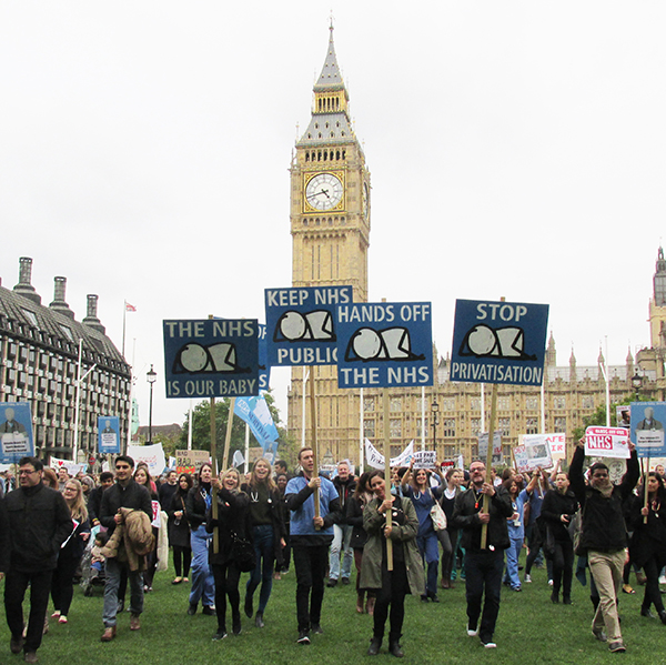 Junior Doctors Rally October 10th 2015 - Junior doctors march on parliament with STIK 'Sleeping Baby' placards.