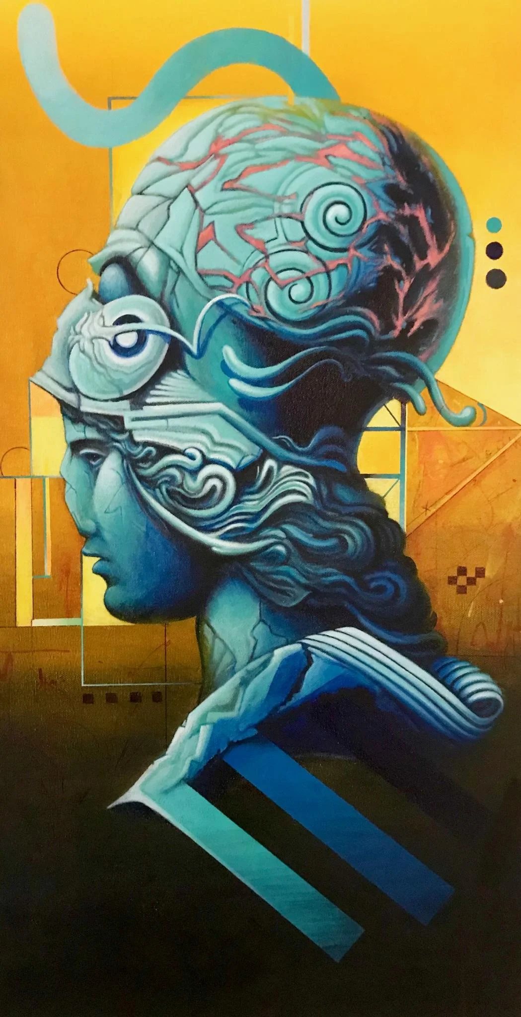 Ian C. Hess Broken Blues Acrylic, Spray Paint, Ink, Marker on Wrapped Canvas 1ft. x 2ft. $700 2017.jpg