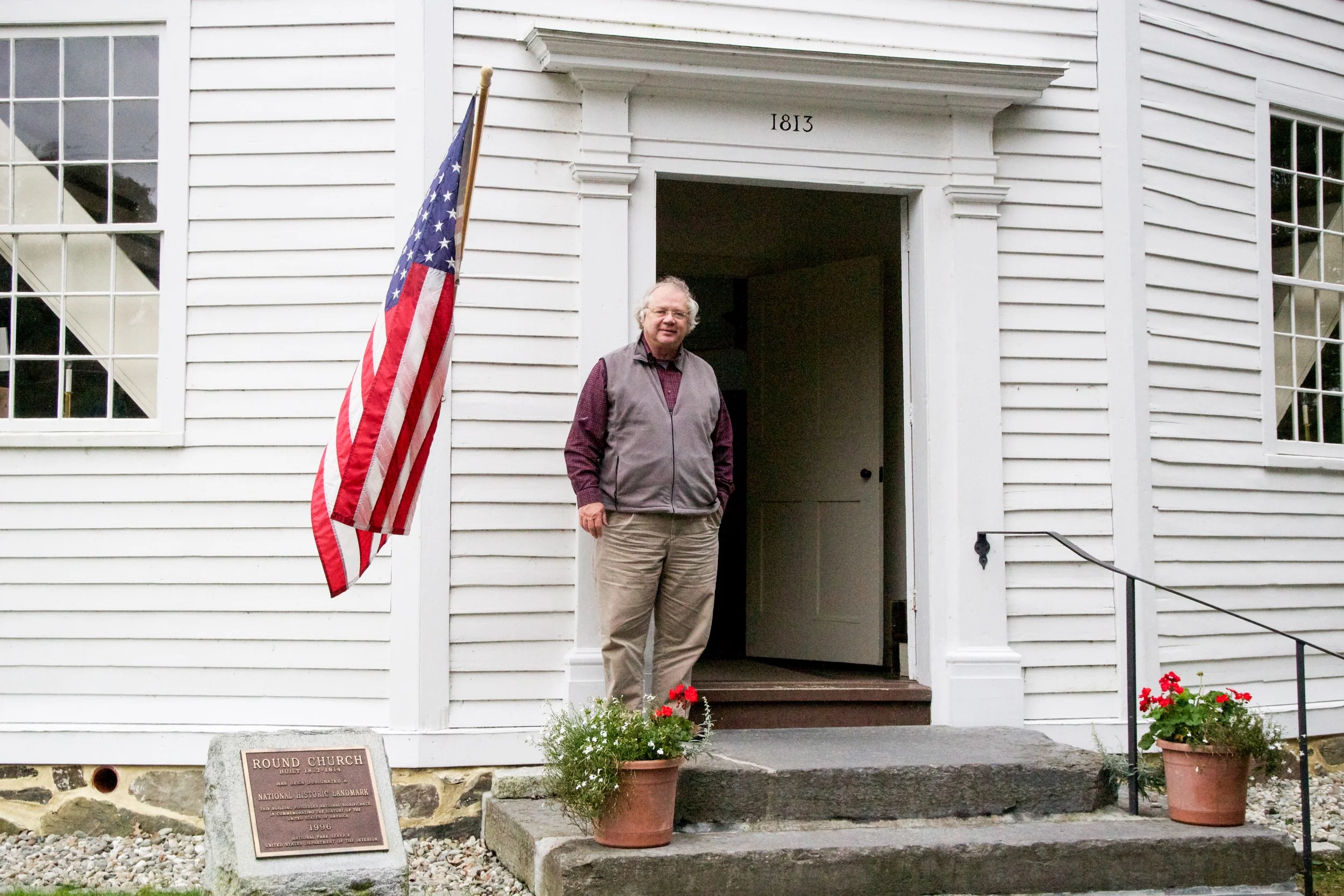 Paul Bruhn at the Old Round Church in Richmond, VT. Photo by Dorothy Weicker.