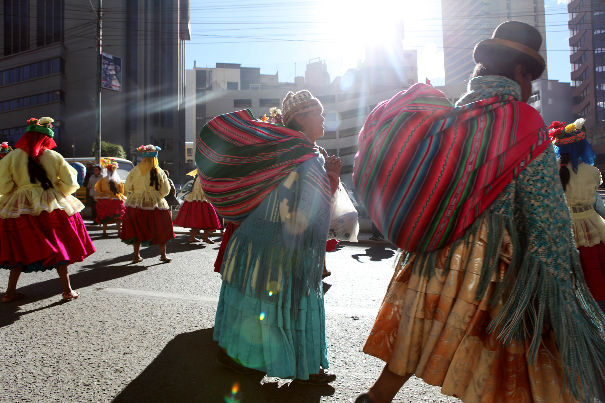 Part parade, part daily life in La Paz, Bolivia.