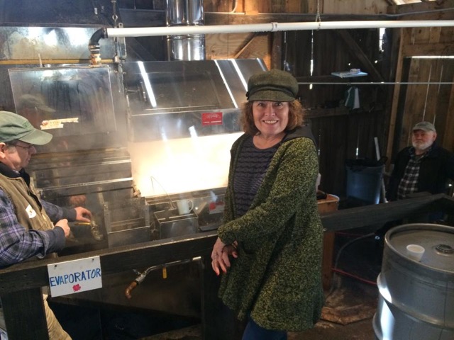 Deb visits Burr Morse's sugar house in East Montpelier. That's Burr off in the right hand corner.