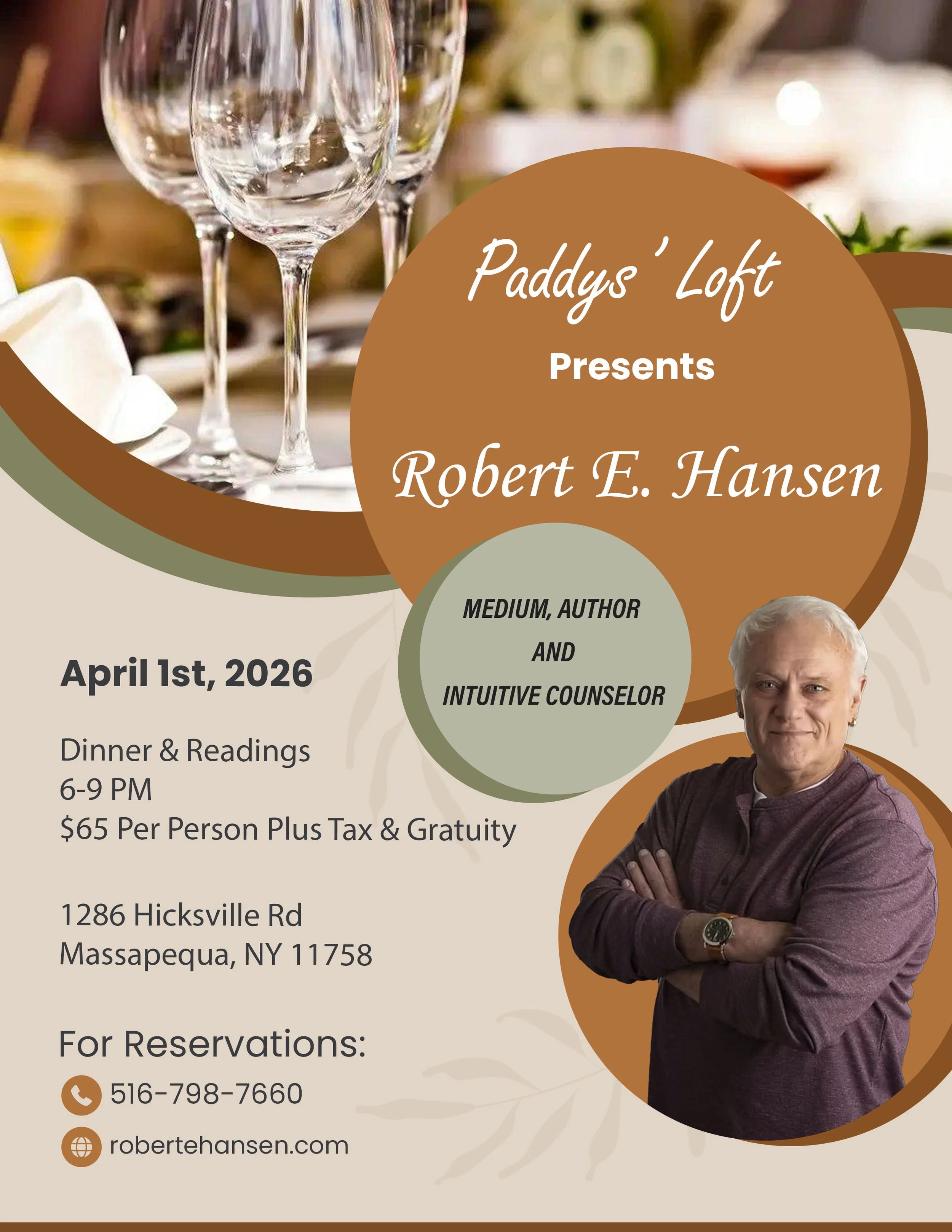 SEE ROBERT E. HANSEN, PSYCHIC MEDIUM AT PADDY'S LOFT