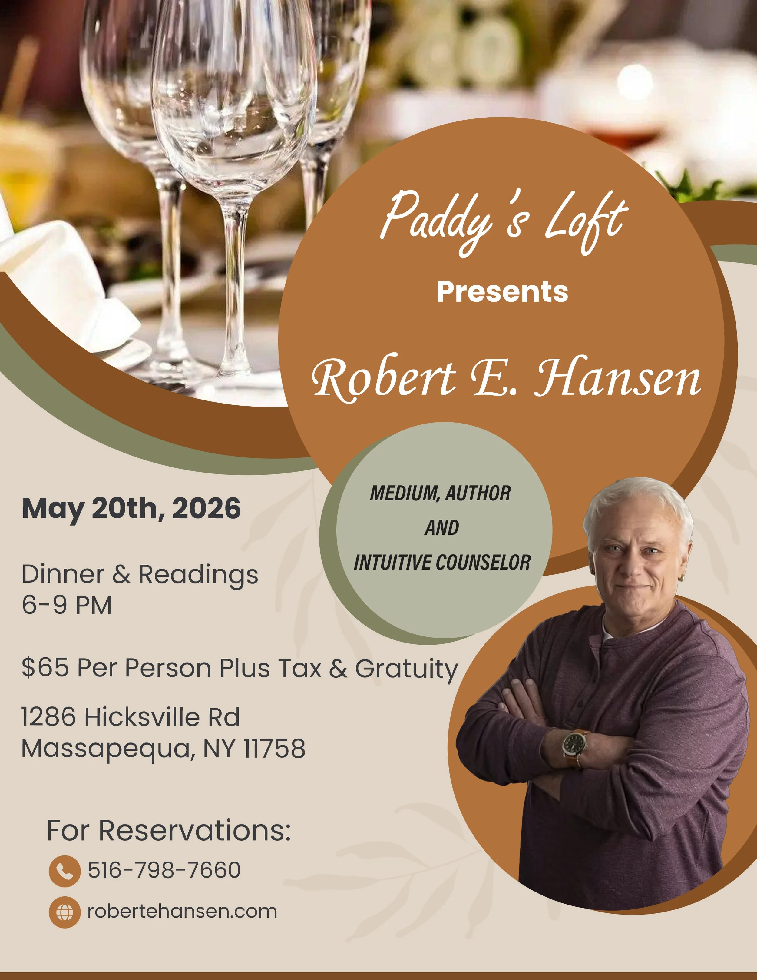 SEE ROBERT E. HANSEN, PSYCHIC MEDIUM AT PADDY'S LOFT