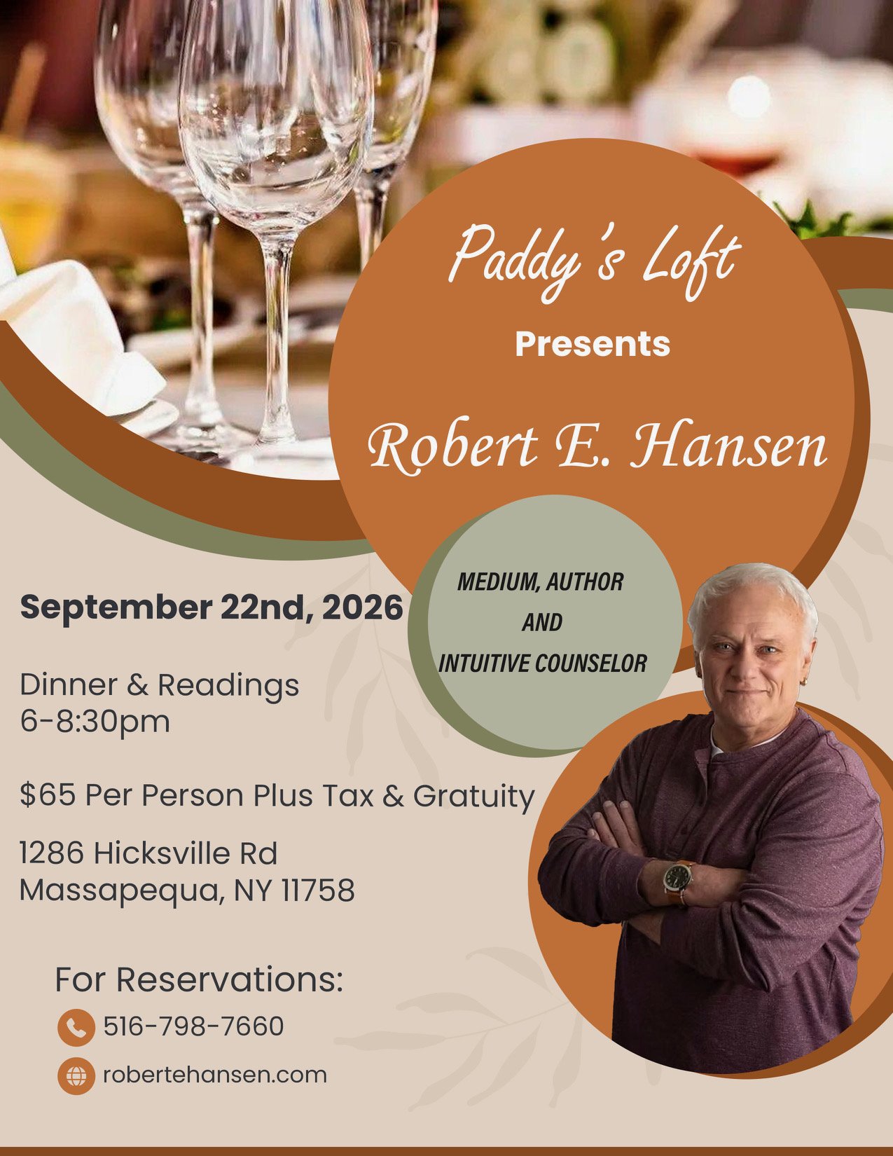 SEE ROBERT E. HANSEN, PSYCHIC MEDIUM AT PADDY'S LOFT