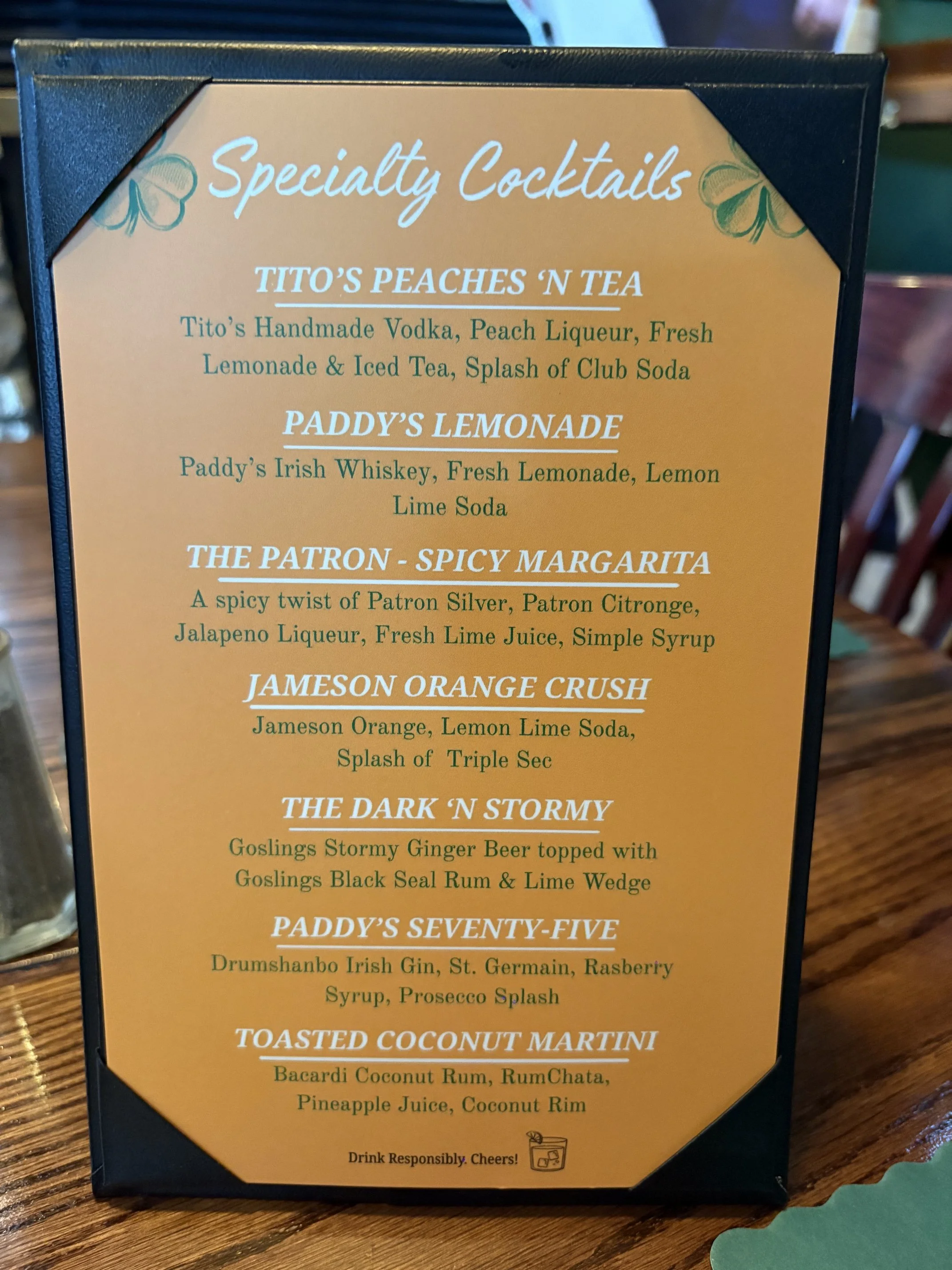 PADDY'S LOFT - SPECIALTY DRINKS