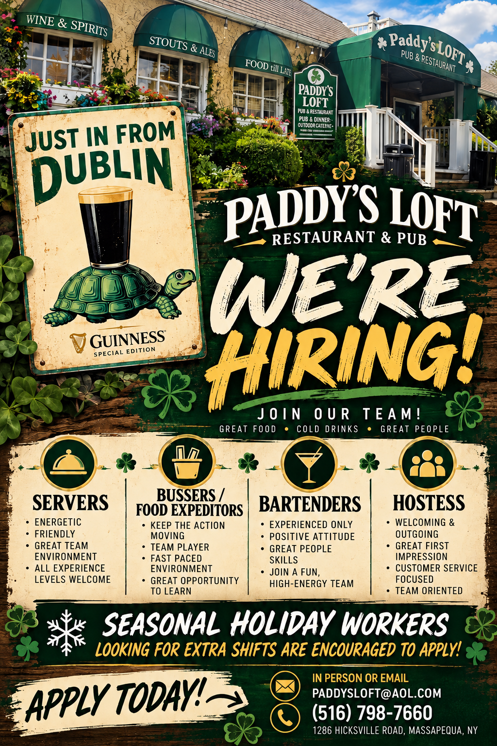 PADDY'S LOFT IS HIRING!