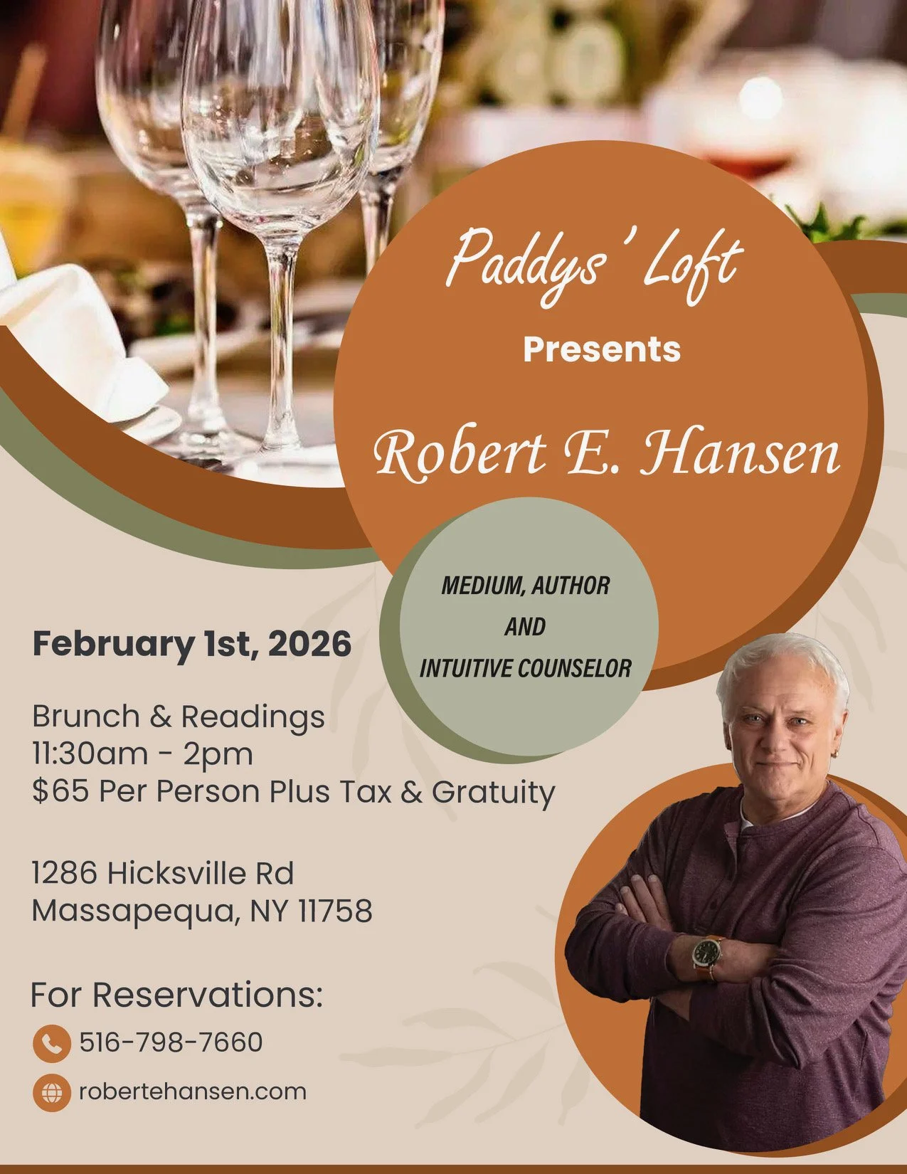 SEE ROBERT E. HANSEN, PSYCHIC MEDIUM AT PADDY'S LOFT