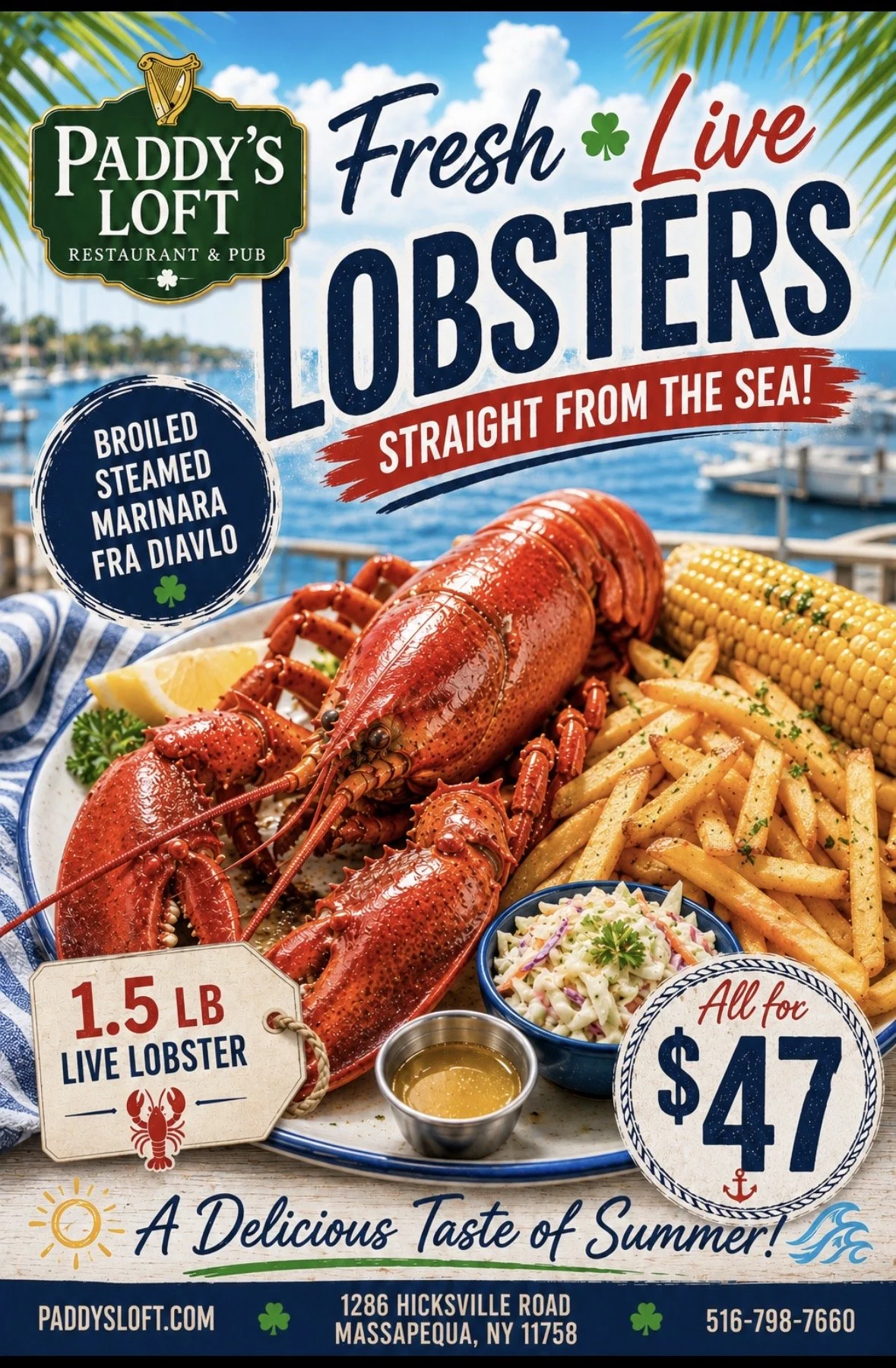 FRESH LOBSTERS AT PADDY'S LOFT