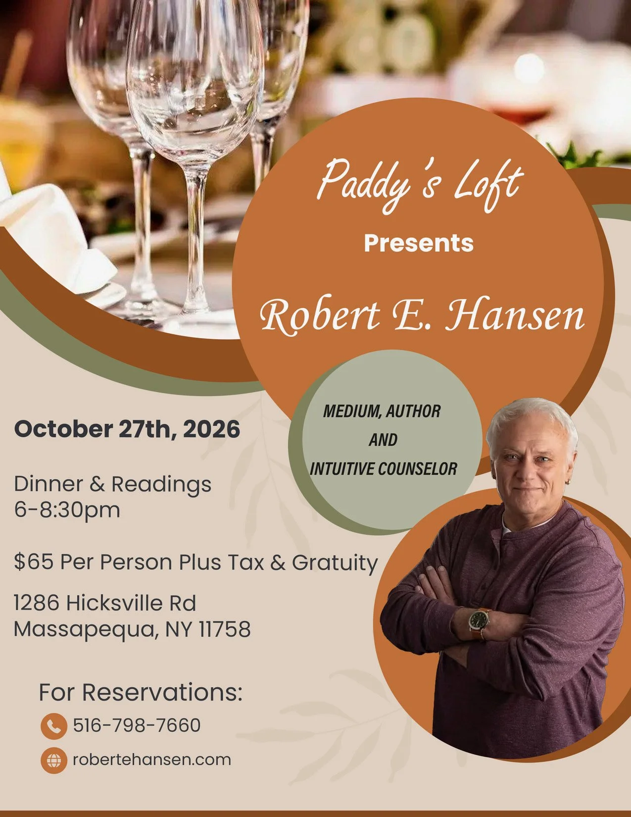 SEE ROBERT E. HANSEN, PSYCHIC MEDIUM AT PADDY'S LOFT