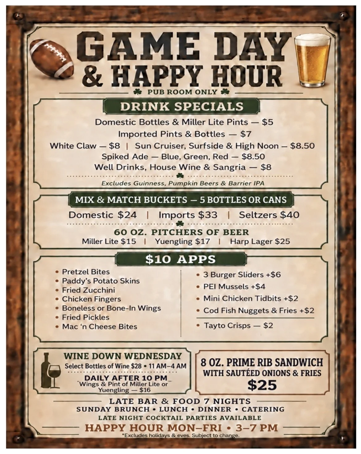 FOOTBALL AND HAPPY HOUR AT PADDY'S LOFT