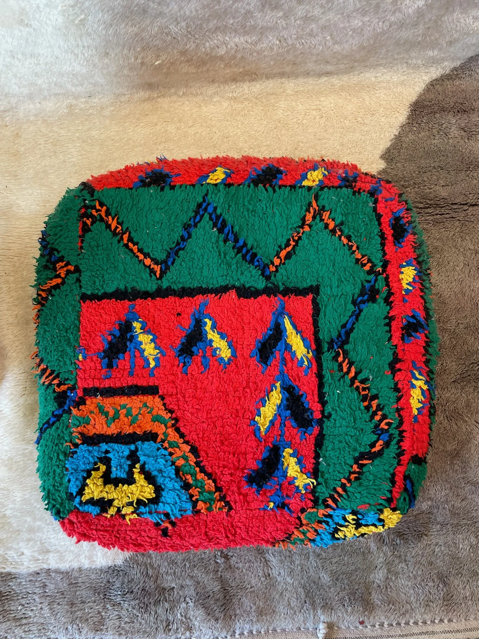 Bright green red blue and orange Moroccan floor cushion