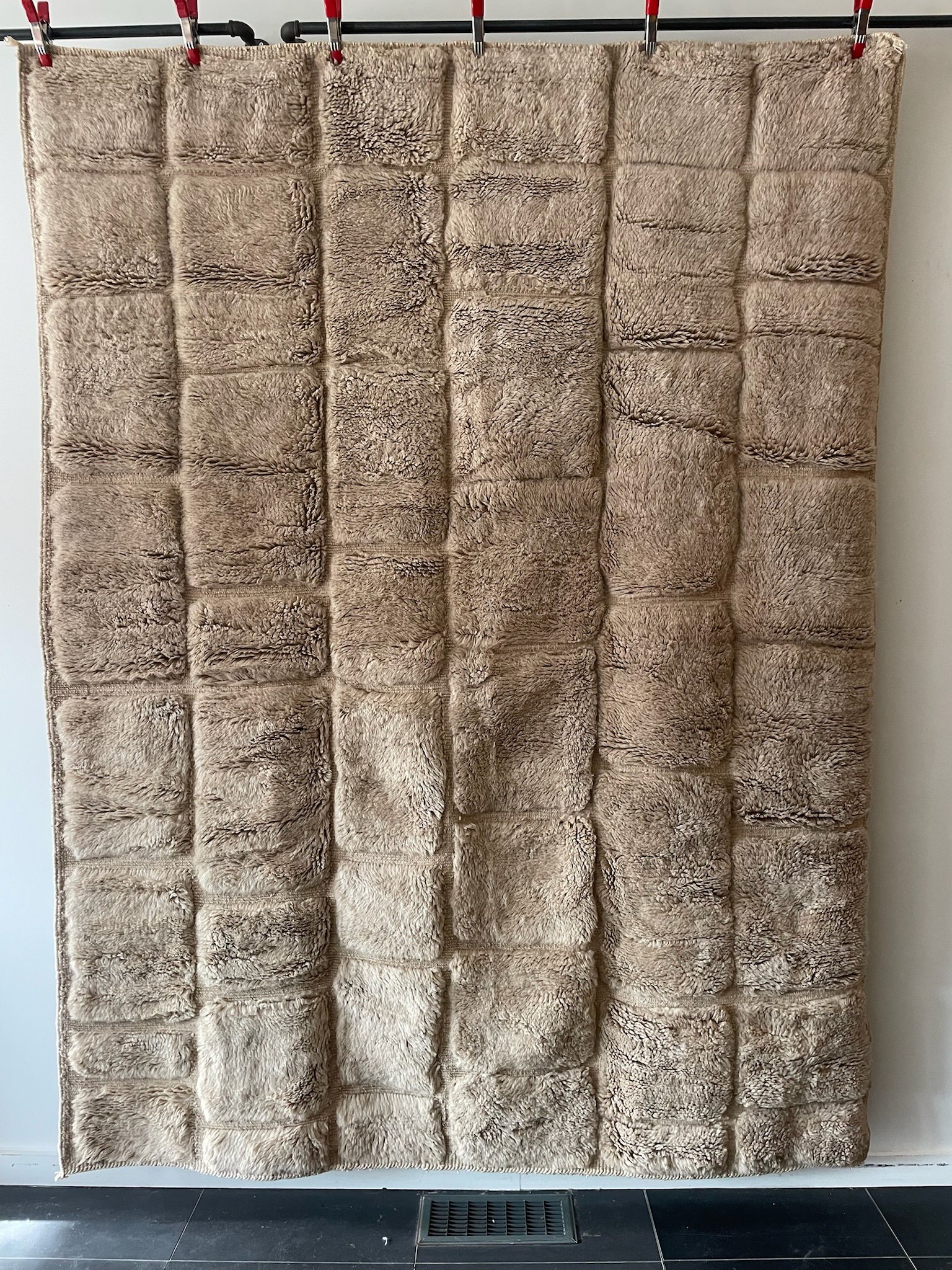 sand color cobblestone style hand knotted modern Moroccan wool rug