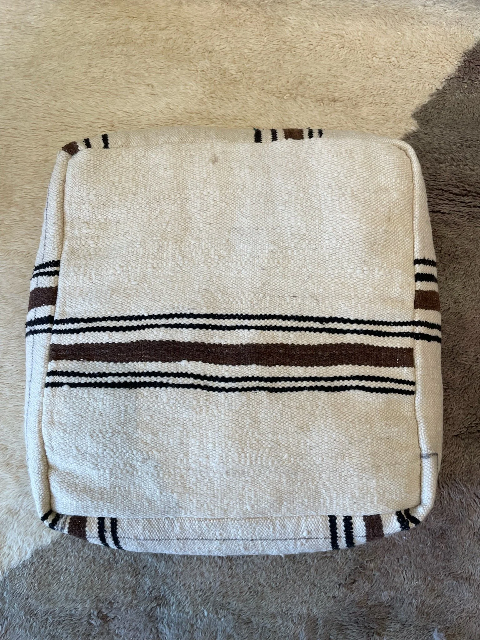 Cream and brown Moroccan floor pillow