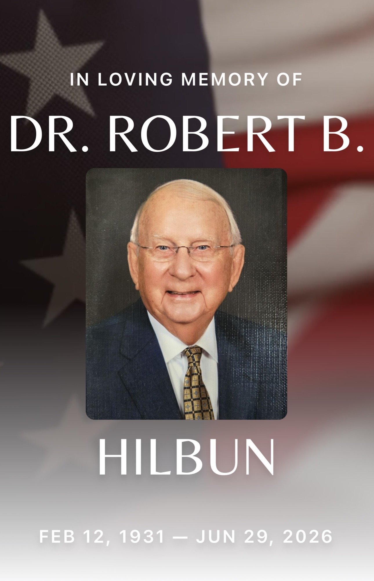 Memorial Service for Dr. Robert Hilbun