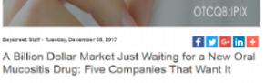 Brilacidin-OM Called a “Top Contender” in Oral Mucositis Market
